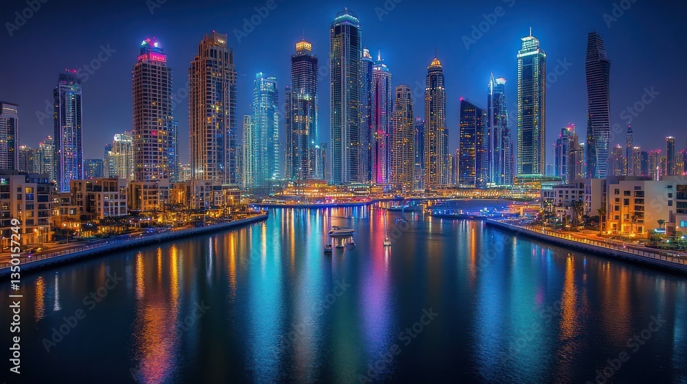 Fototapeta premium Dubai Marina Skyline at Night