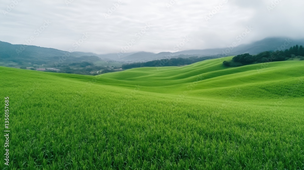 Obraz premium Lush green rolling hills, a tranquil landscape