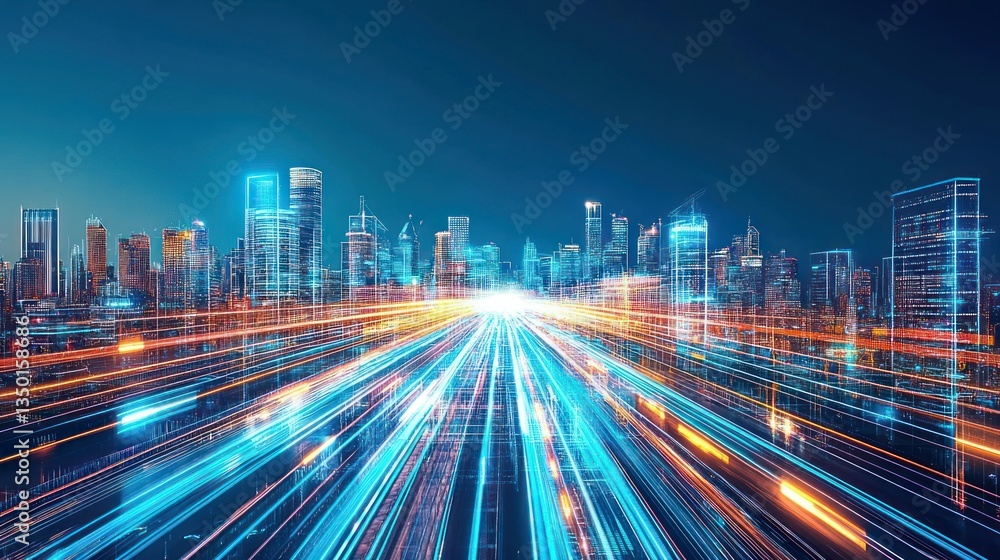 Futuristic City Highway at Night Futuristic City Highway at Night