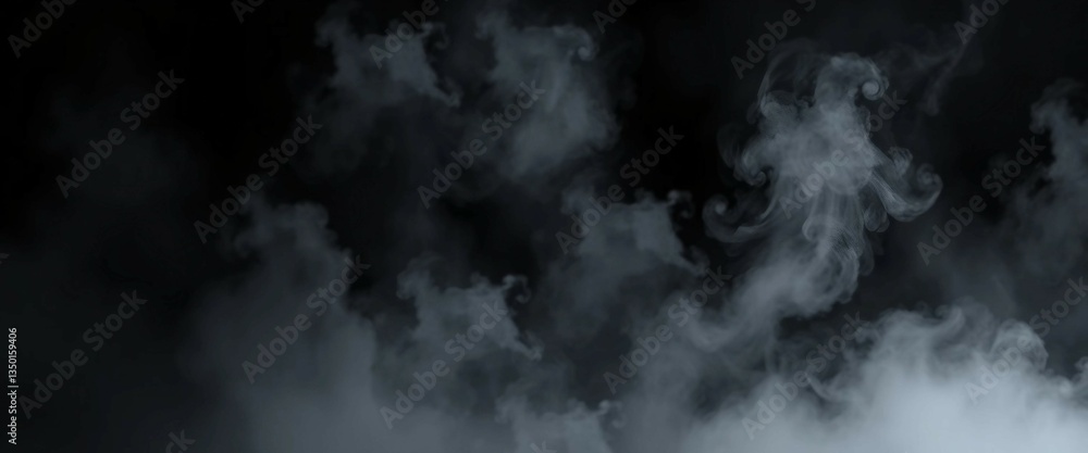 Fototapeta premium Smoke black ground fog cloud floor mist background steam dust dark white horror overlay Ground smoke