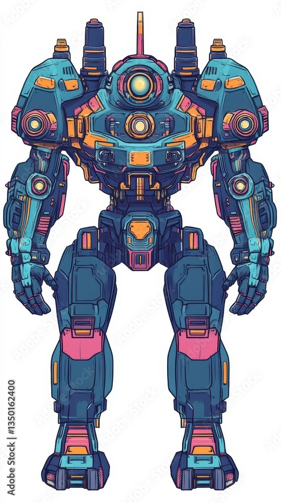 A detailed illustration of a futuristic robotic humanoid machine A detailed illustration of a futuristic robotic humanoid machine
