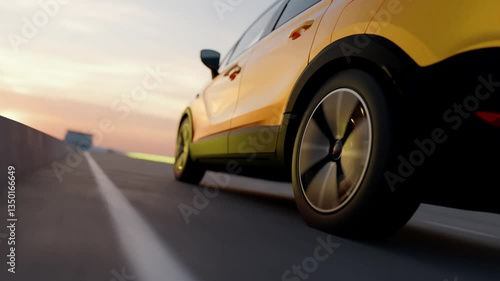 3d visualization of the taillight of a car on the highway