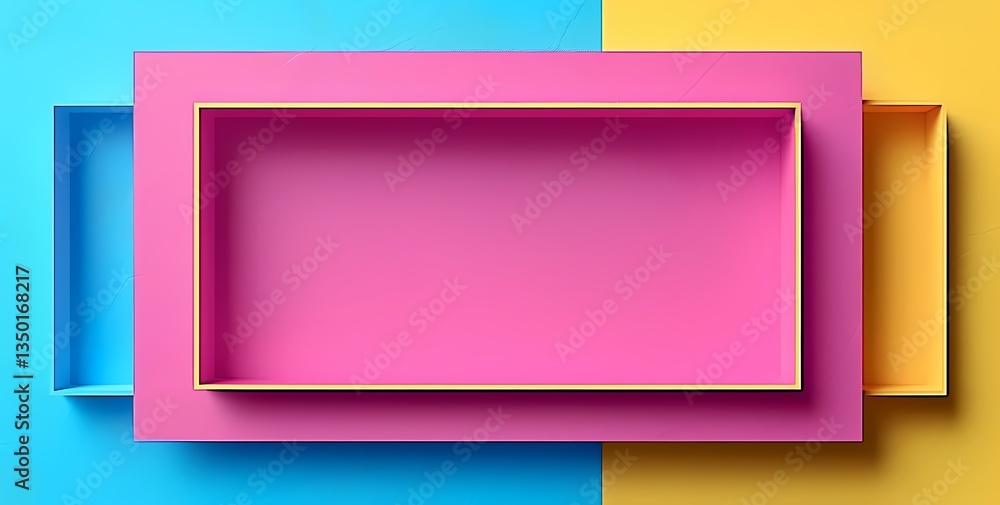 Colorful Rectangular Frames Overlapping in Blue Pink and Yellow Tones Colorful Rectangular Frames Overlapping in Blue Pink and Yellow Tones
