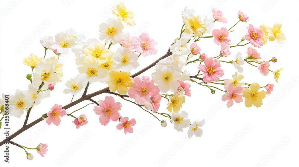 Artificial Flower Branches in Yellow, Pink, and White Hues Artificial Flower Branches in Yellow, Pink, and White Hues