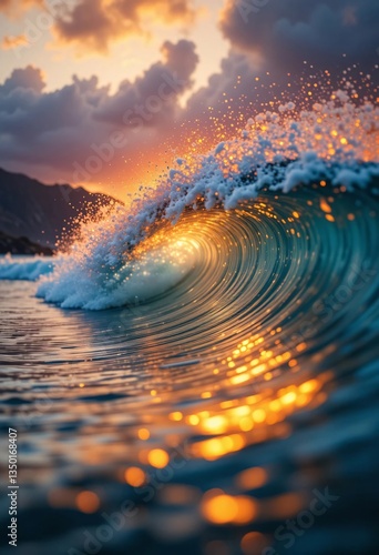 Wallpaper Mural Golden Hour over Tranquil Seaside Landscape with Majestic Mountains Torontodigital.ca