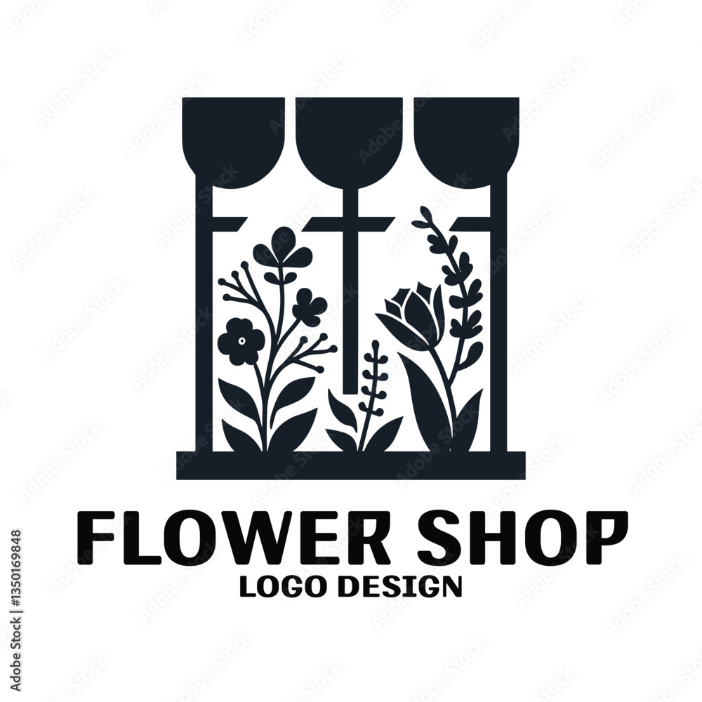 Fototapeta premium Flower Shop Vector Logo Design