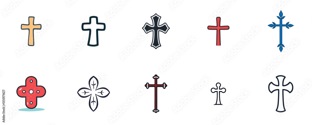Obraz premium Cross Array Symbolism in Various Styles and Colors