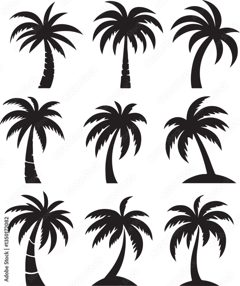 set of palm trees set of palm trees
