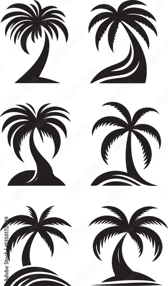 set of palm trees set of palm trees