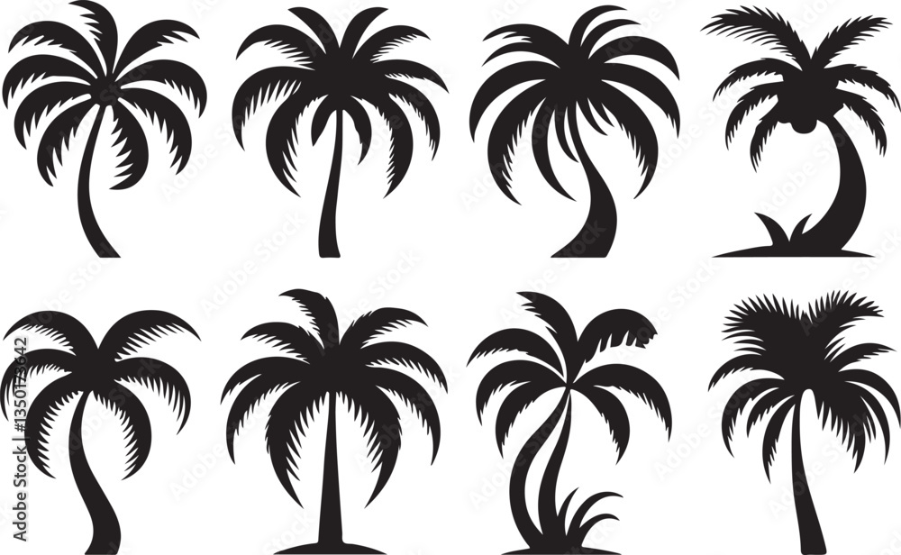 set of palm trees set of palm trees