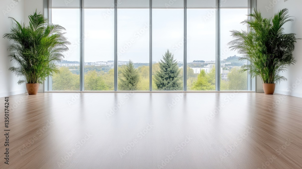 Fototapeta premium Spacious room with panoramic city views