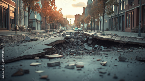 Dramatic massive earthquake violently splitting the rugged ground, unleashing nature's formidable power and raw energy