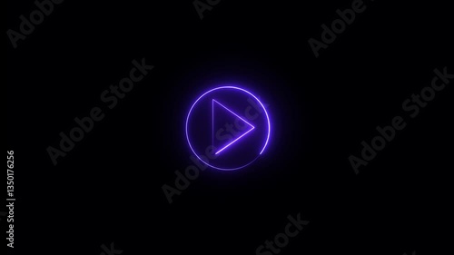 Wallpaper Mural Video, audio neon play button icon animation. glowing play button animation. Press to play. On black background.4k Torontodigital.ca