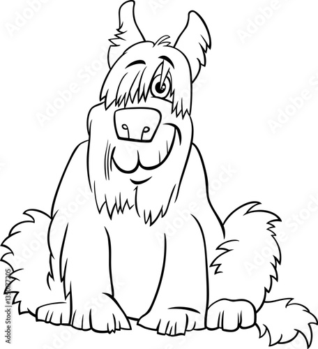 funny cartoon shaggy dog animal character coloring page
