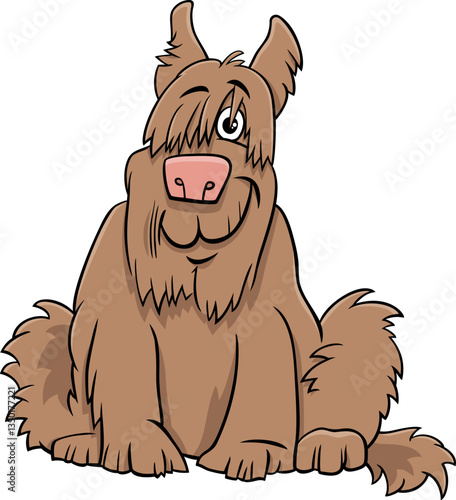 funny brown cartoon shaggy dog animal character