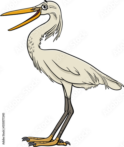 cartoon egret bird comic wild animal character