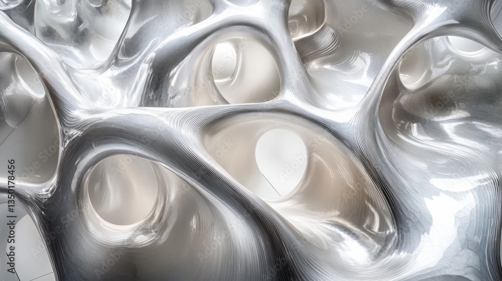 Intricate silver structure exhibiting organic cell like formations Intricate silver structure exhibiting organic cell like formations