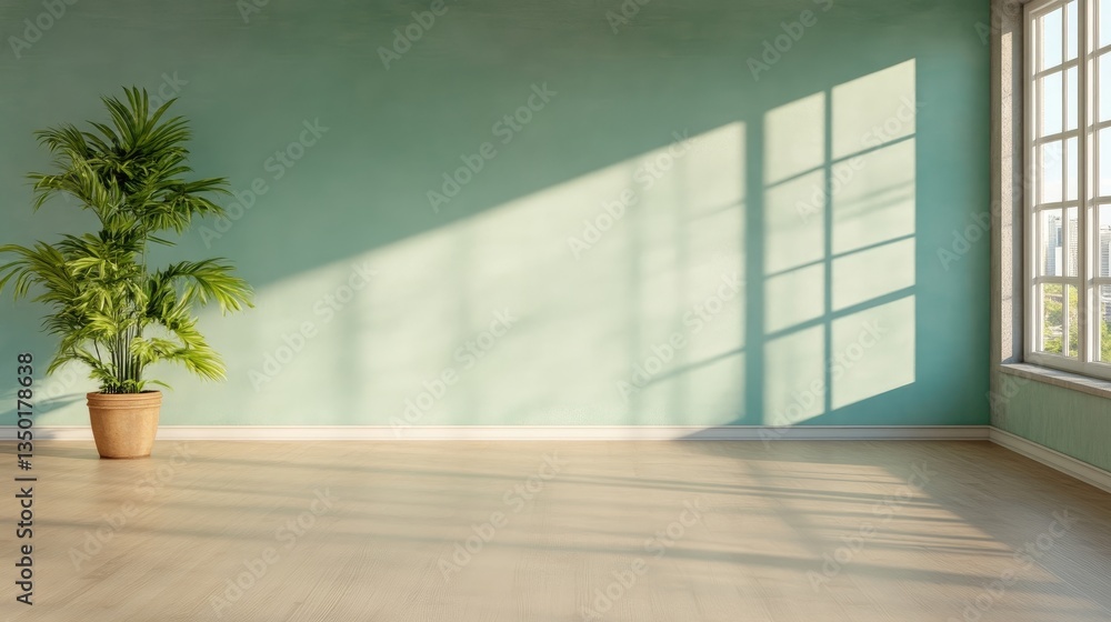 Empty room with sunlight and plant Empty room with sunlight and plant