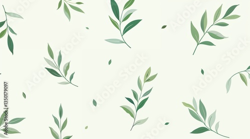 A simple and elegant leaf pattern with soft green stems on a neutral background. Minimalist, modern, and nature-inspired, perfect for home decor and branding.