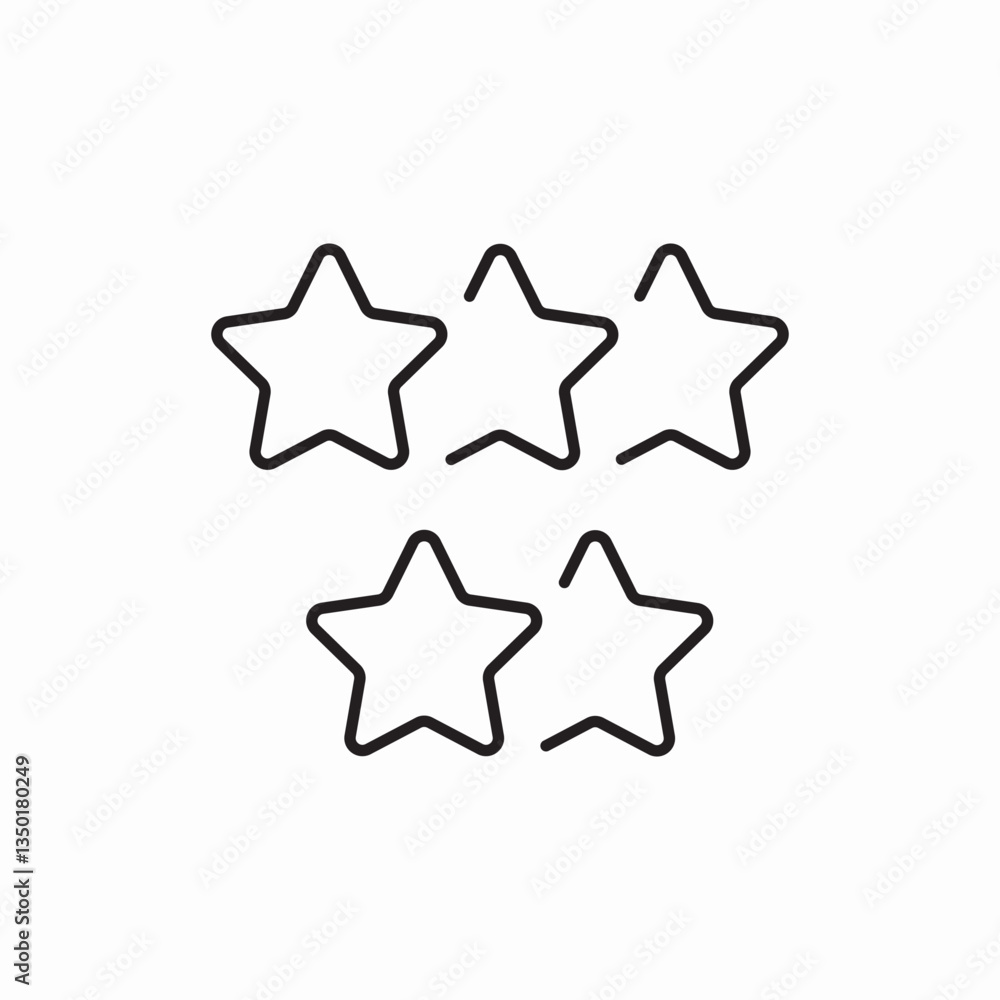 Five star rating review icon vector sign Five star rating review icon vector sign