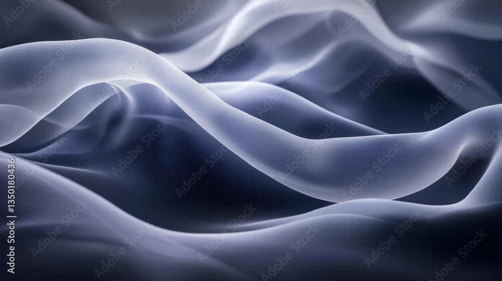 Obraz premium Soft flowing ethereal waves in shades of blue and white