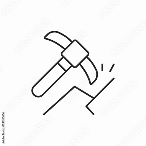 Pickaxe mining tool construction icon vector sign
