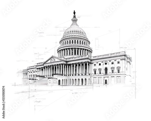 Architectural drawing of a capitol building