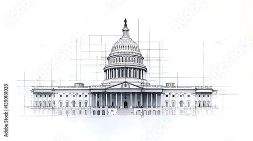 Architectural sketch of a capitol building