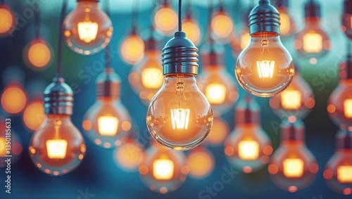 Hanging light bulbs illuminate an outdoor space during a twilight gathering in a cozy setting