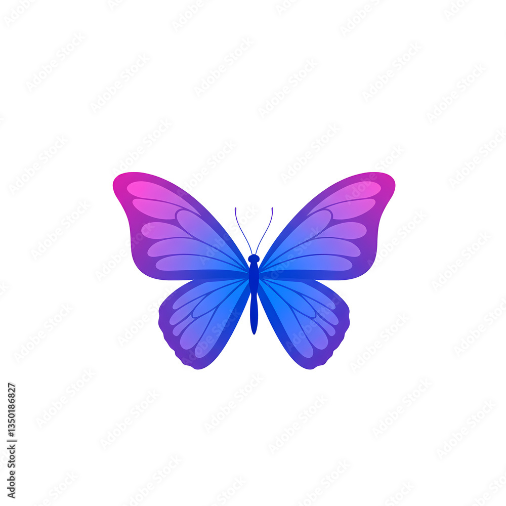 Fototapeta premium Neon Gradient Butterfly With Transparent Background Digital Art 