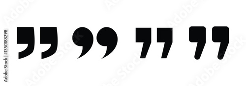 quotation mark, quote symbol icon vector illustration, double quotation mark vector design collection. Quote icon vector set. Speech mark.