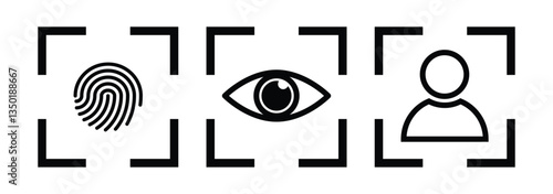 Recognition, scan identification icon set. Face security, id biometric icons collection. Vector illustration eps 10.