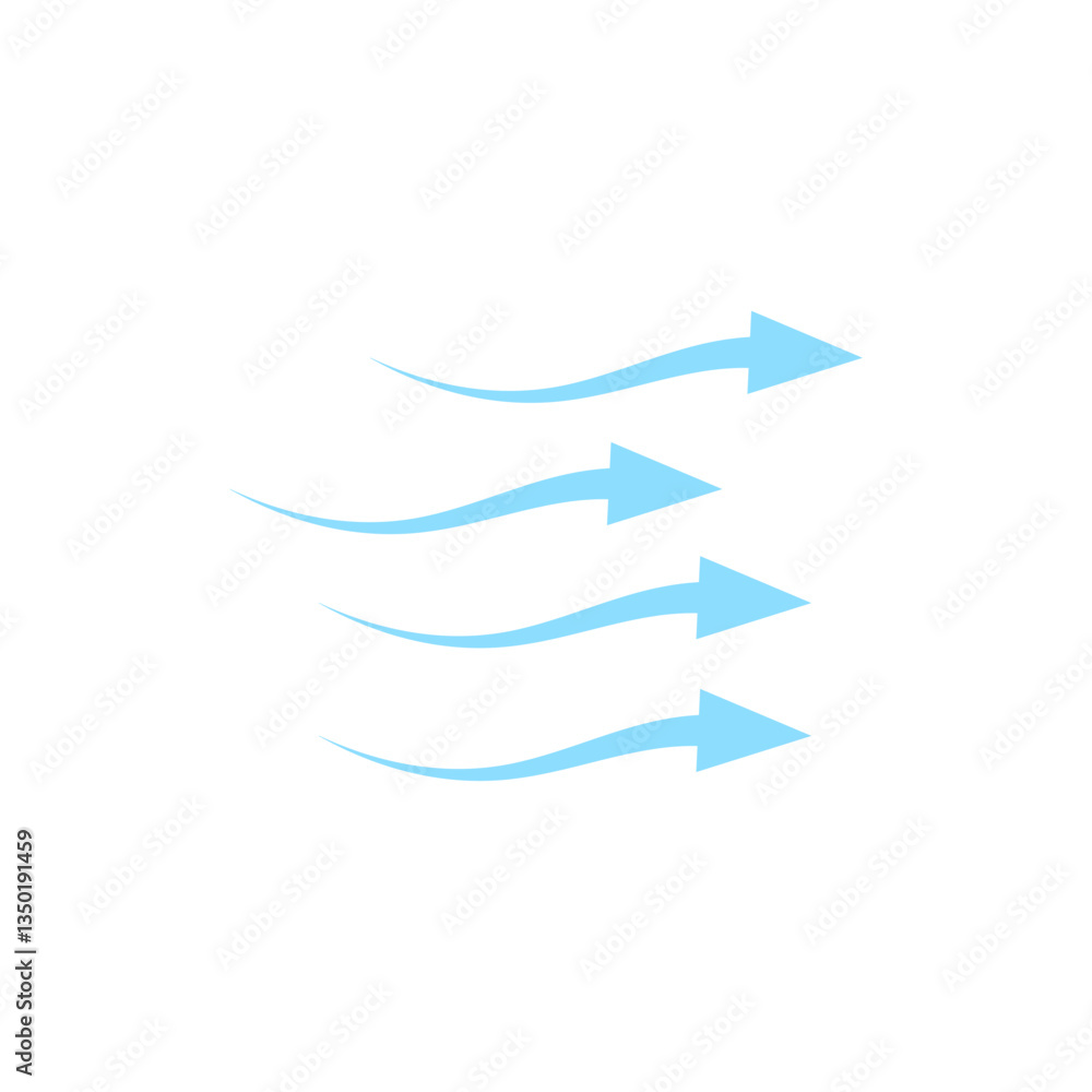Cold air flow. Vector of ventilation showing airflow, cooling, and conditioning with fans and air conditioners Cold air flow. Vector of ventilation showing airflow, cooling, and conditioning with fans and air conditioners
