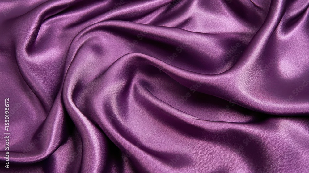 Obraz premium Draped purple satin fabric texture, studio shot, background blur, design element