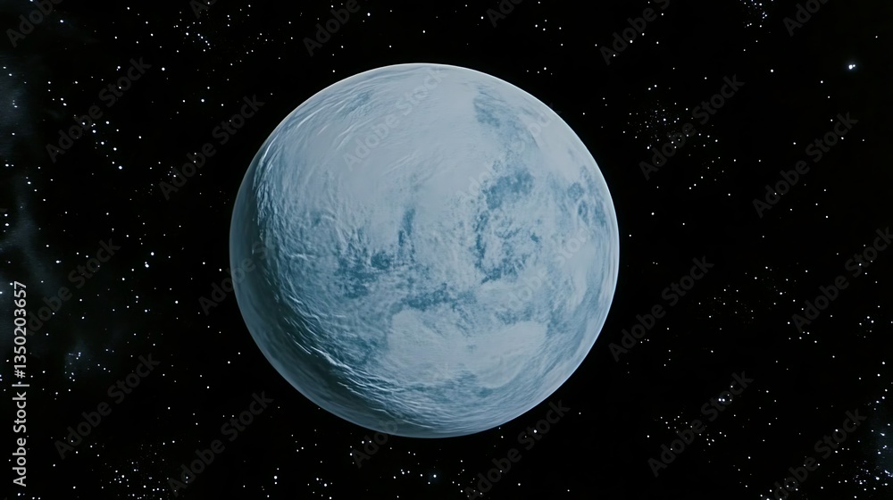 Naklejka premium Frozen planet in space with stars.