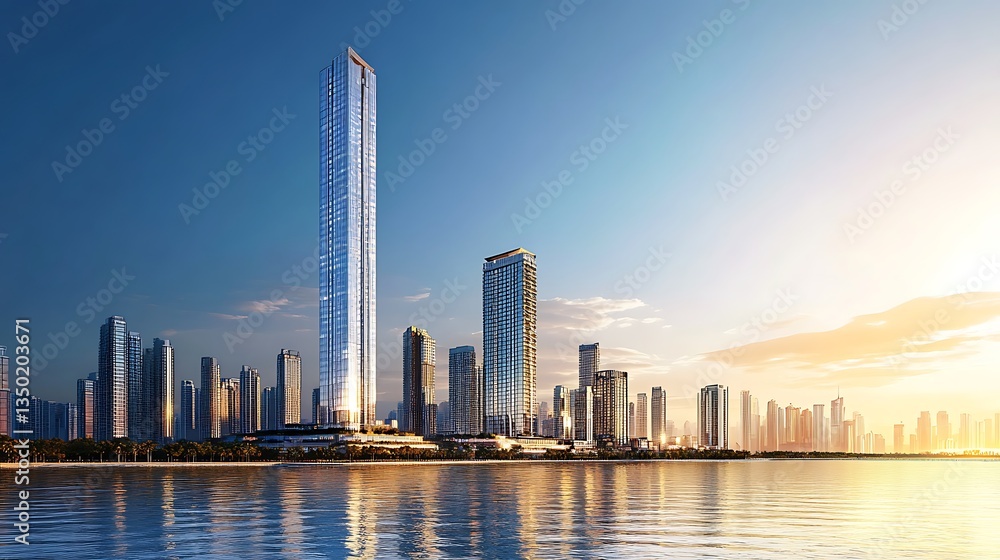 Fototapeta premium Luxurious manor with gardens and fountains at sunset beauty high resolution picture