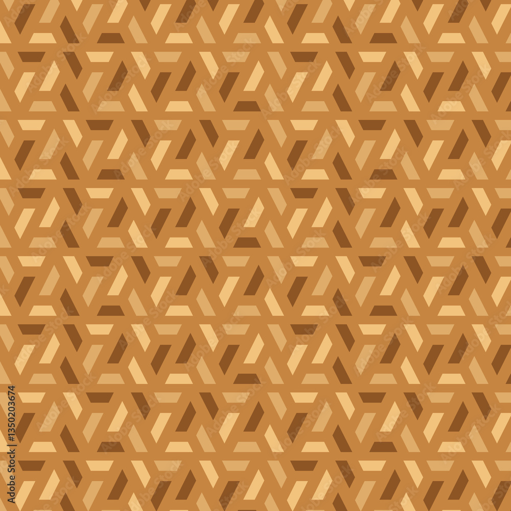 Seamless geometric pattern in warm brown tones, hexagonal shapes with wood texture effect, ideal for backgrounds, textiles, packaging, and decorative designs. Seamless geometric pattern in warm brown tones, hexagonal shapes with wood texture effect, ideal for backgrounds, textiles, packaging, and decorative designs.