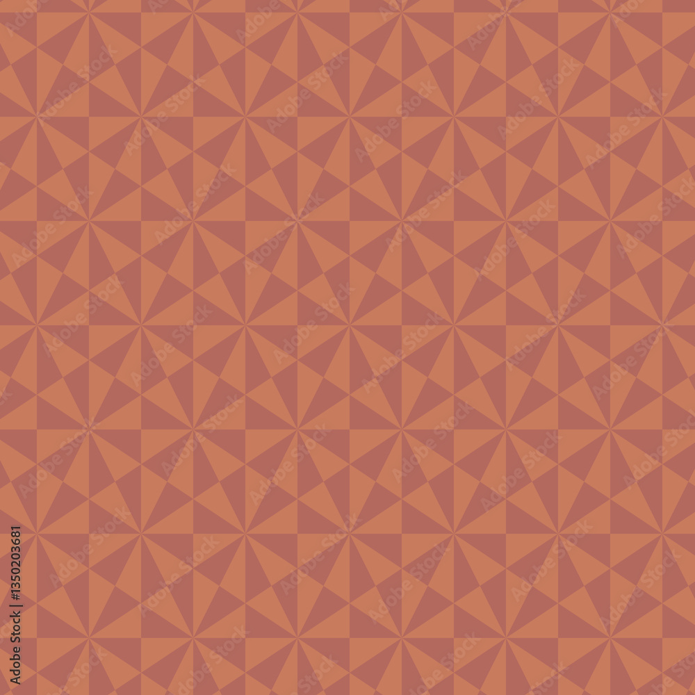 Fototapeta premium Geometric pattern texture in warm terracotta tones, repeating triangular shapes for backgrounds, wallpapers, textile design, cards, and art projects.