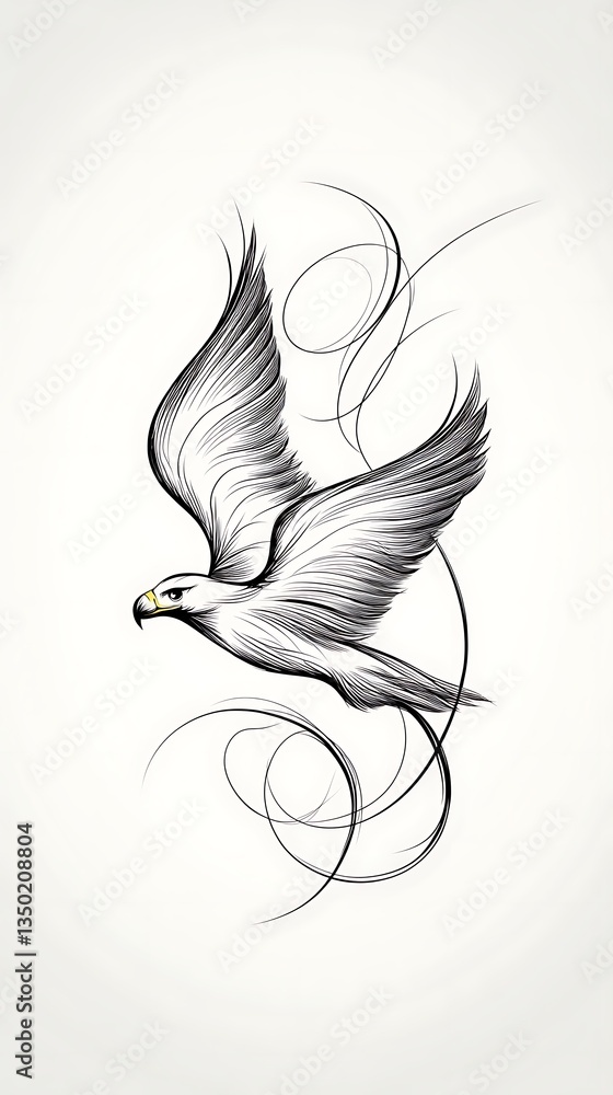 Fototapeta premium Elegant Eagle in Flight for Ink Design.
