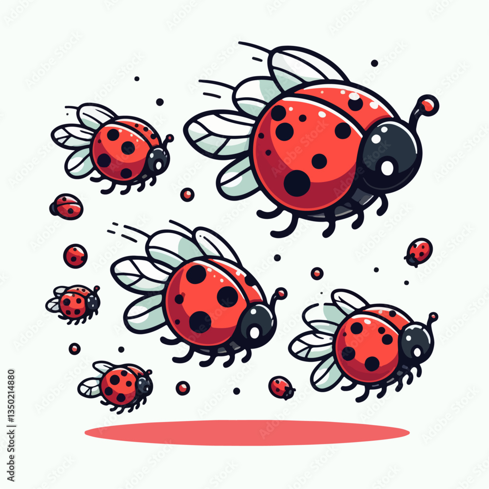 Fototapeta premium flying ladybug animal vector illustration