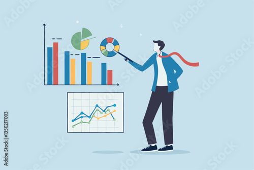Wallpaper Mural Financial data, investment chart and graph diagram, accounting report, datum growth, marketing analysis, statistics presentation concept, businessman present financial data diagram with dollar sign. Torontodigital.ca