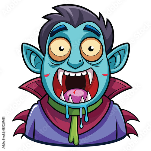 Cartoon vampire with dripping saliva