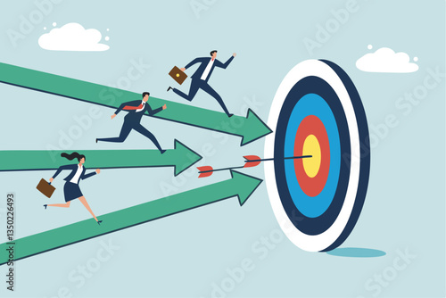 Stock Vector ID: 2559465909

Competition or race to reach business goal or target, effort or challenge to achievement, motivation, progress or performance win business competition concept, business pe