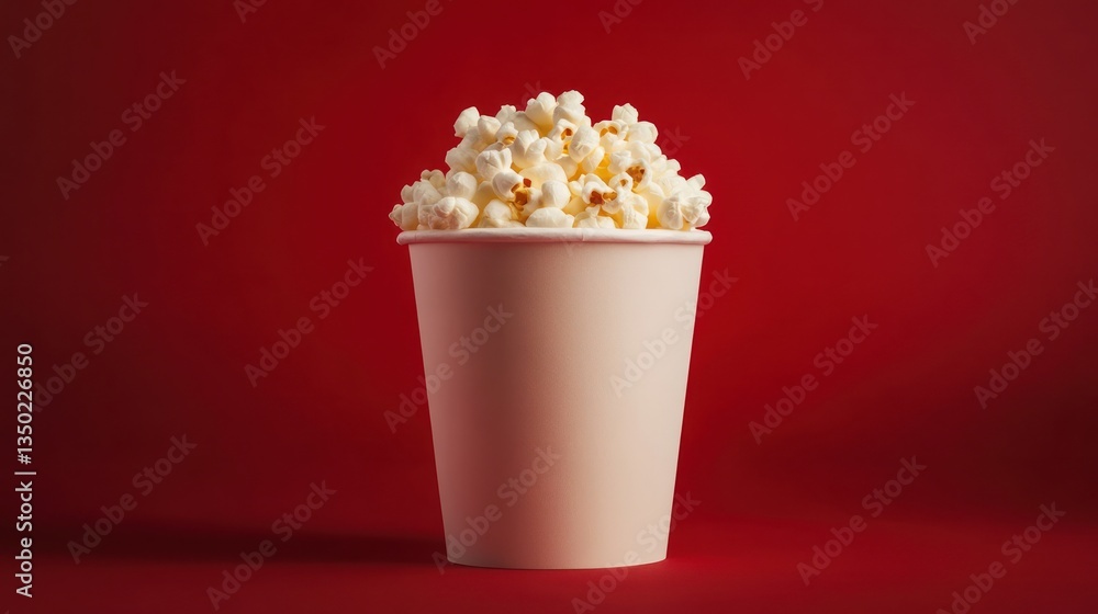 Popcorn cup red background movie snack Popcorn cup red background movie snack