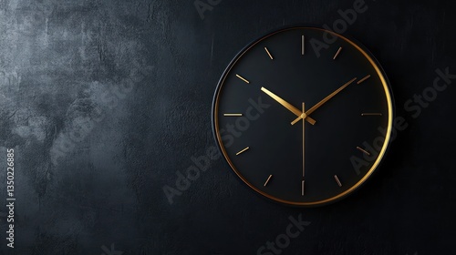 Wallpaper Mural Black gold clock wall dark textured background time management Torontodigital.ca