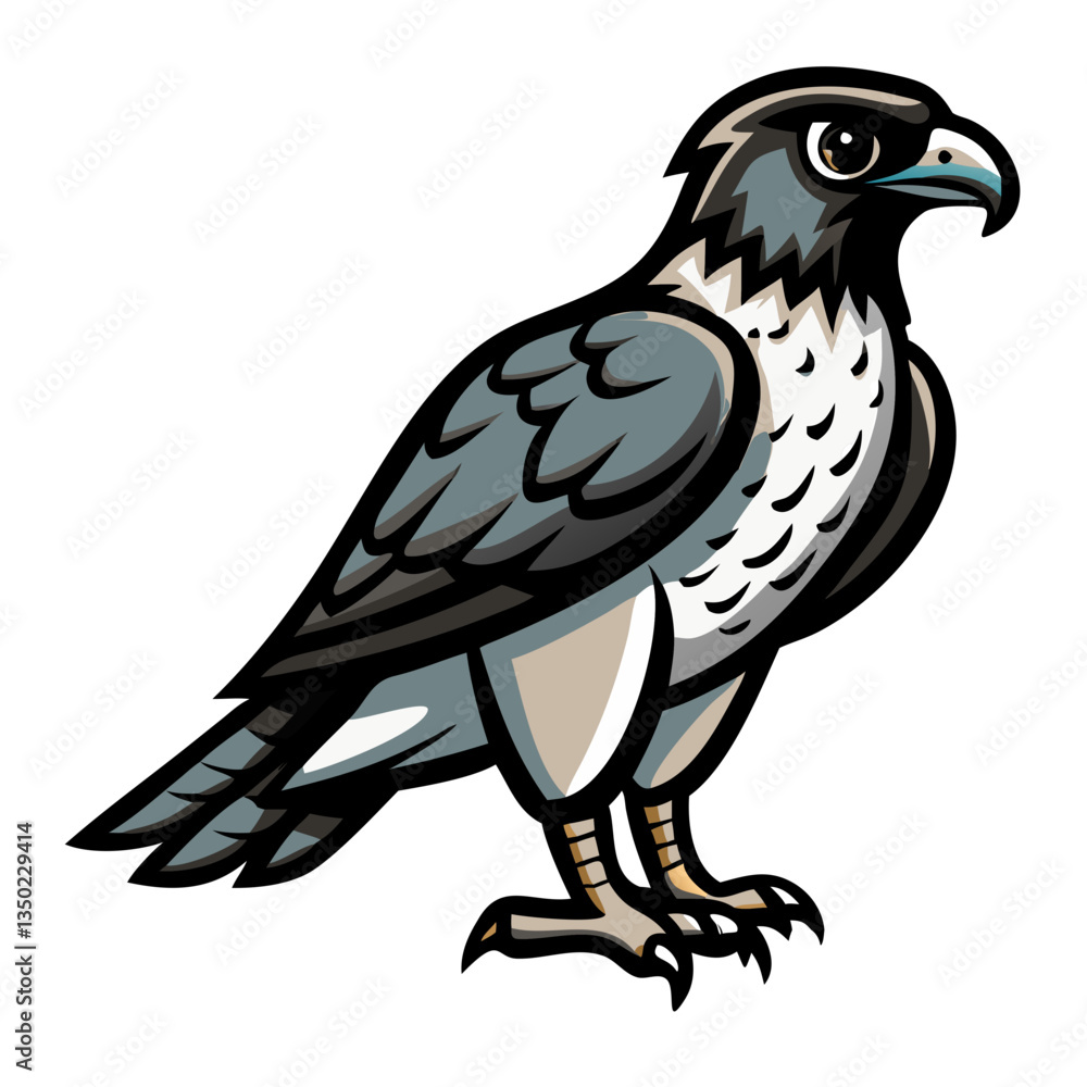 Fototapeta premium a detailed drawing of a hawk. It is standing upright, ready to take flight