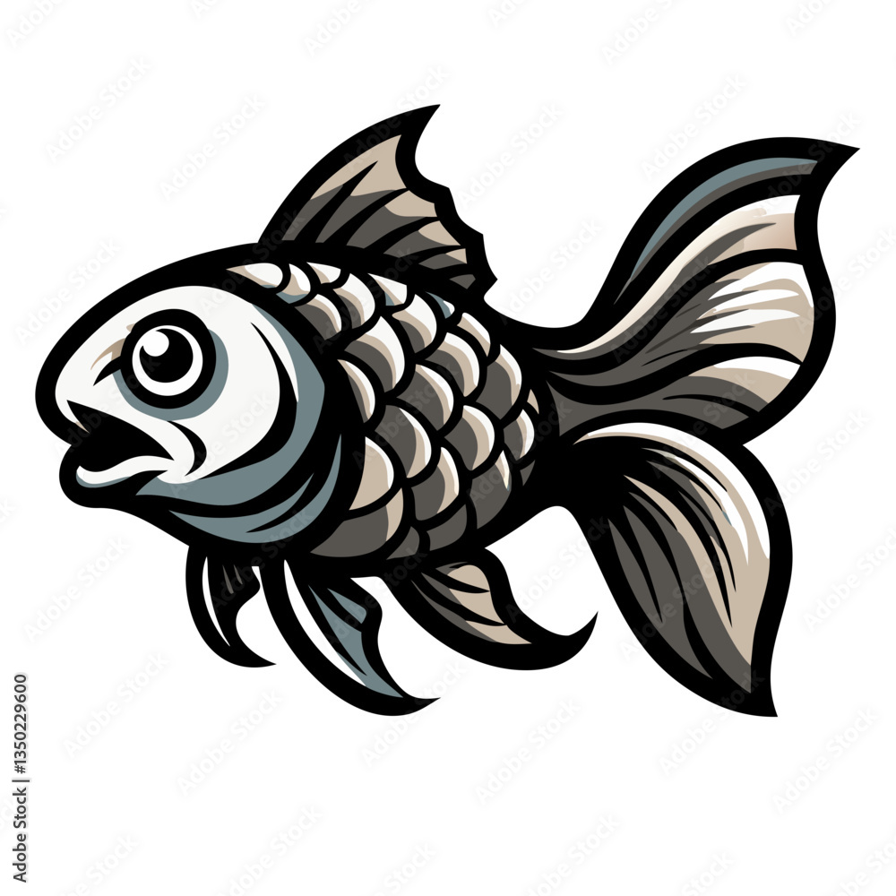 Obraz premium a cartoonish fish in grayscale, perfect for playful design needs