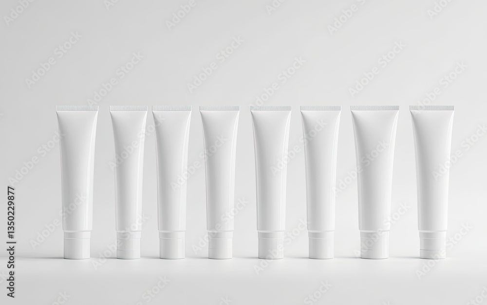 Blank white cosmetic tubes on a white background Blank white cosmetic tubes on a white background