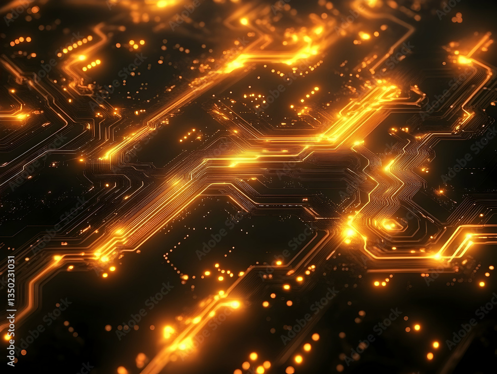 Obraz premium Glowing Circuit Board, Technology Background