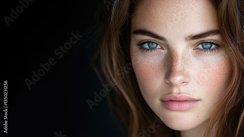 Wallpaper Mural Close-up portrait of a woman with flawless skin and expressive eyes.  Natural beauty, healthy complexion Torontodigital.ca